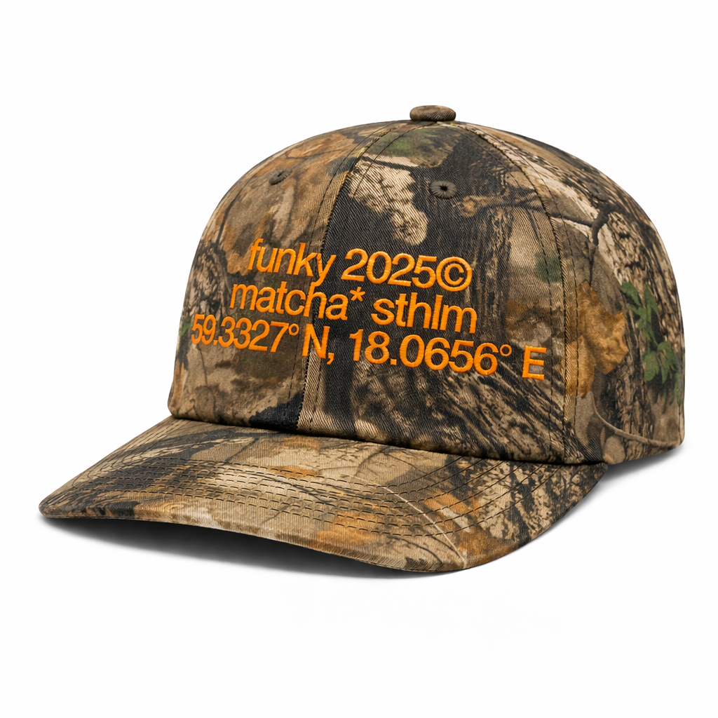 Funky Matcha Logo Hat - Camo/ Orange