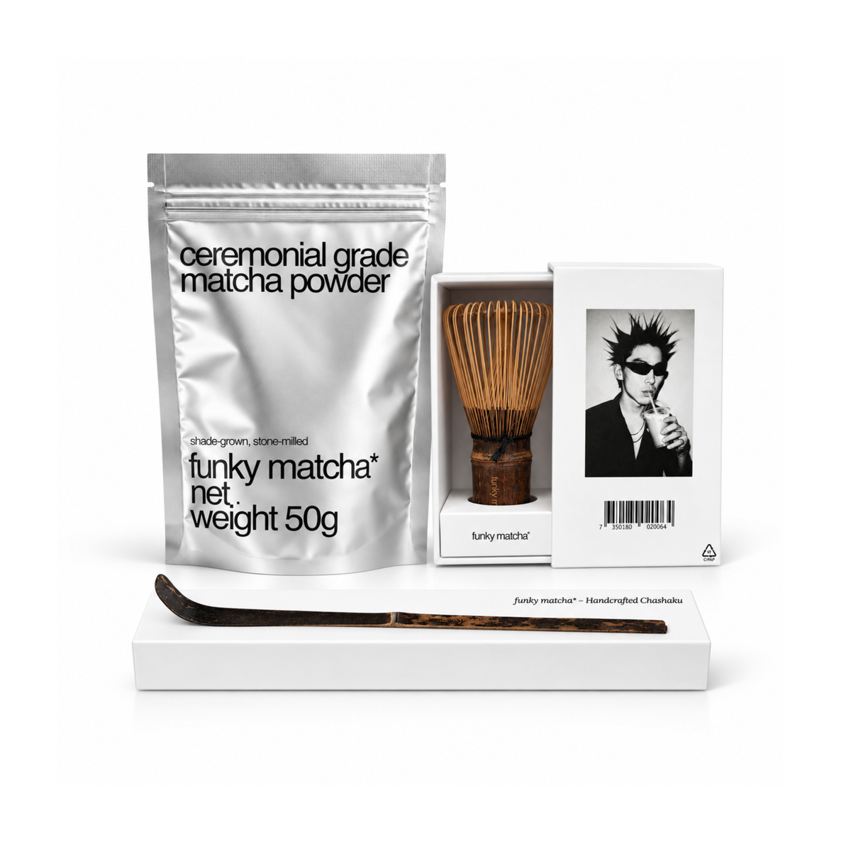 Funky Matcha Starter Kit - Ceremoniální matcha, bambusová metlička a lžička