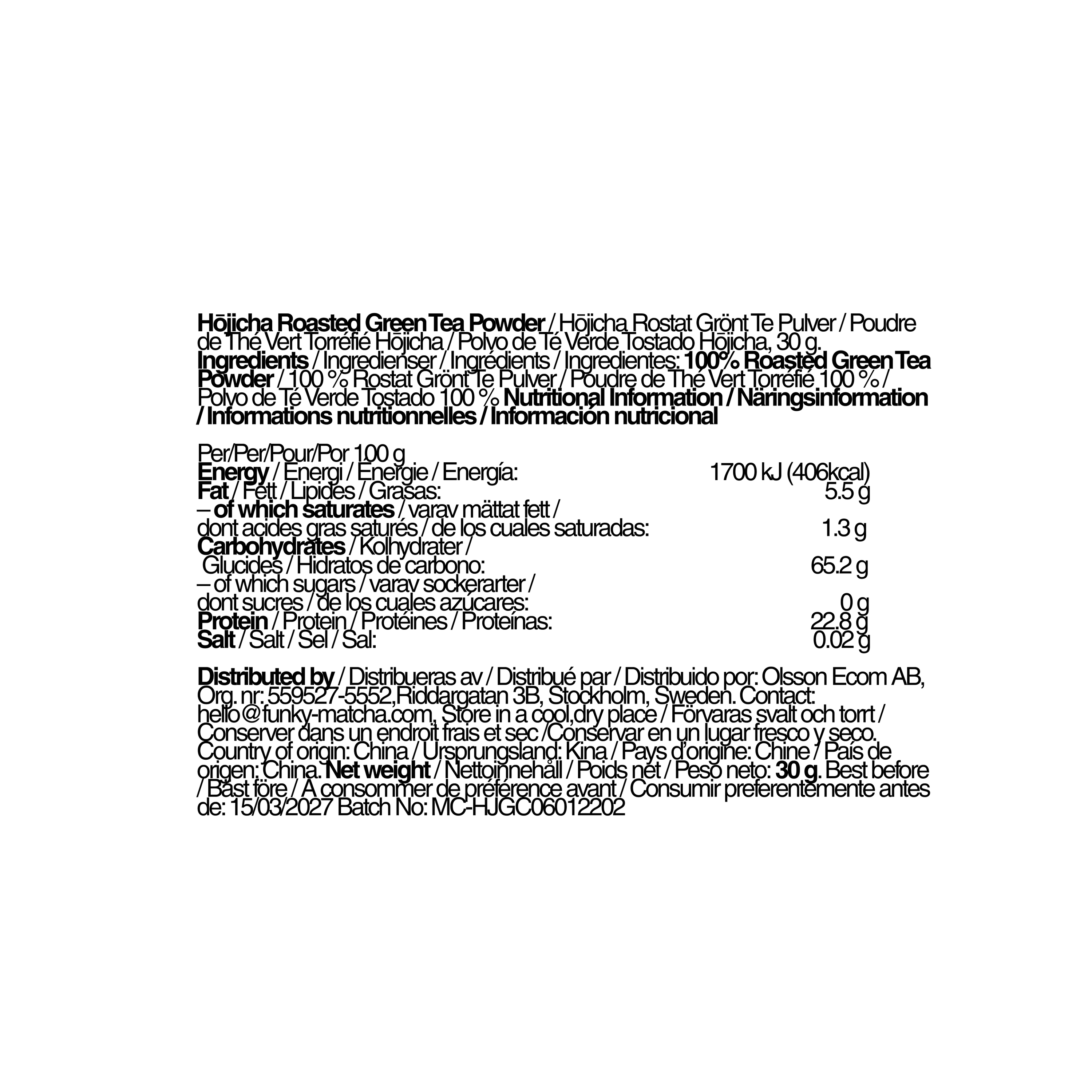 funky matcha hojicha nutrition
