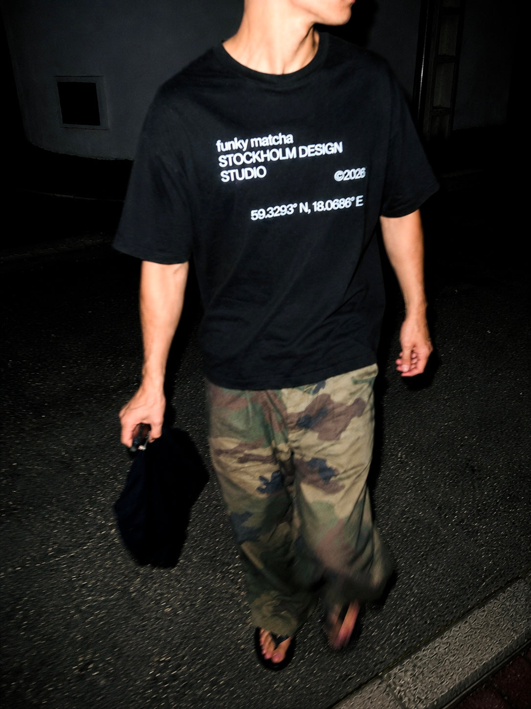 funky matcha stockholm black tee man