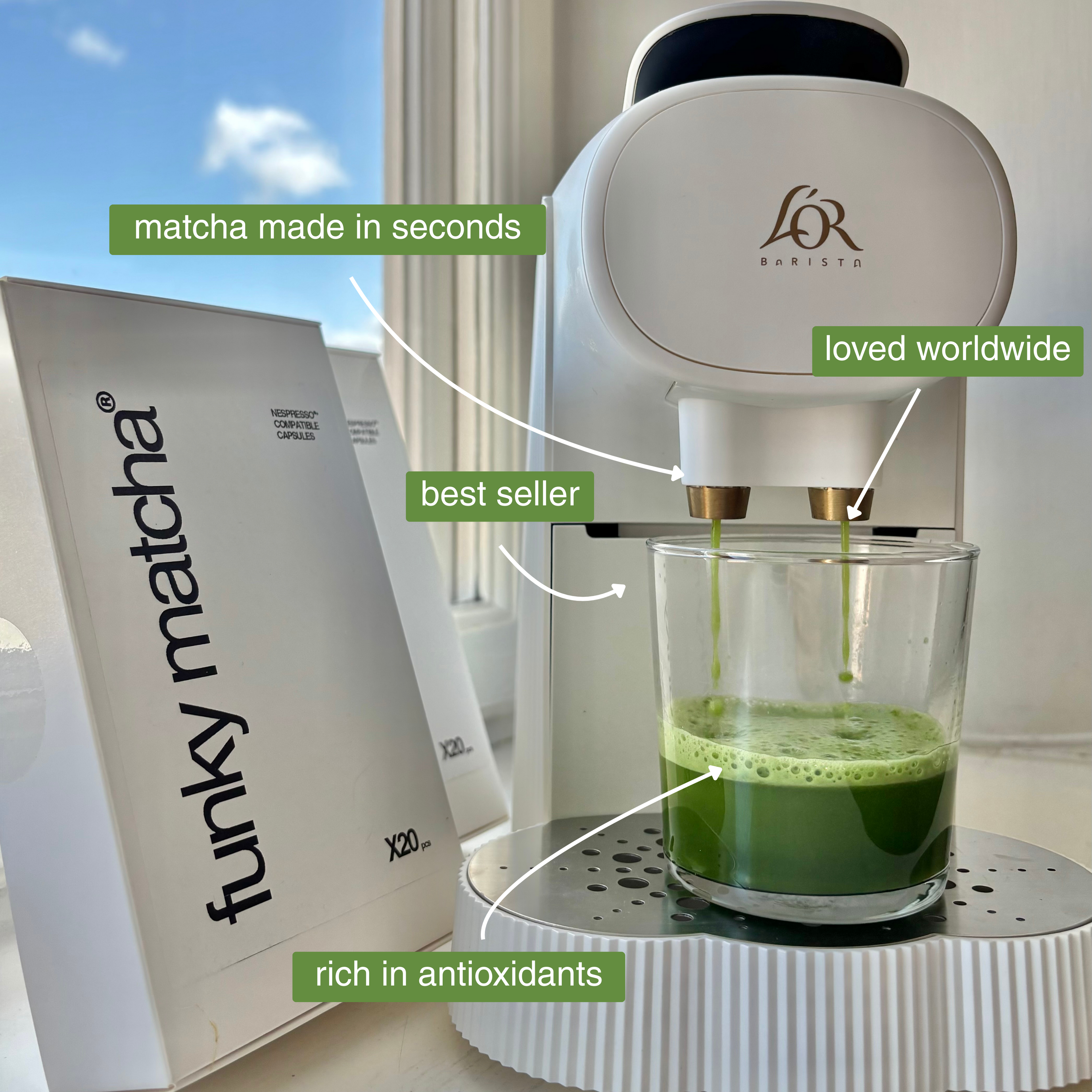 Funky Matcha Pod Brewing in Seconds – Best Seller Ceremonial Grade Matcha